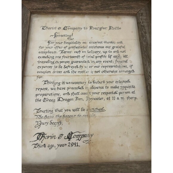 The Hobbit Thorins Invitation Hand Made Framed Picture Bilbo Thorin And Company
